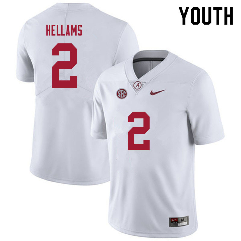 Alabama Crimson Tide Youth DeMarcco Hellams #2 White NCAA Nike Authentic Stitched 2021 College Football Jersey OB16N17BL